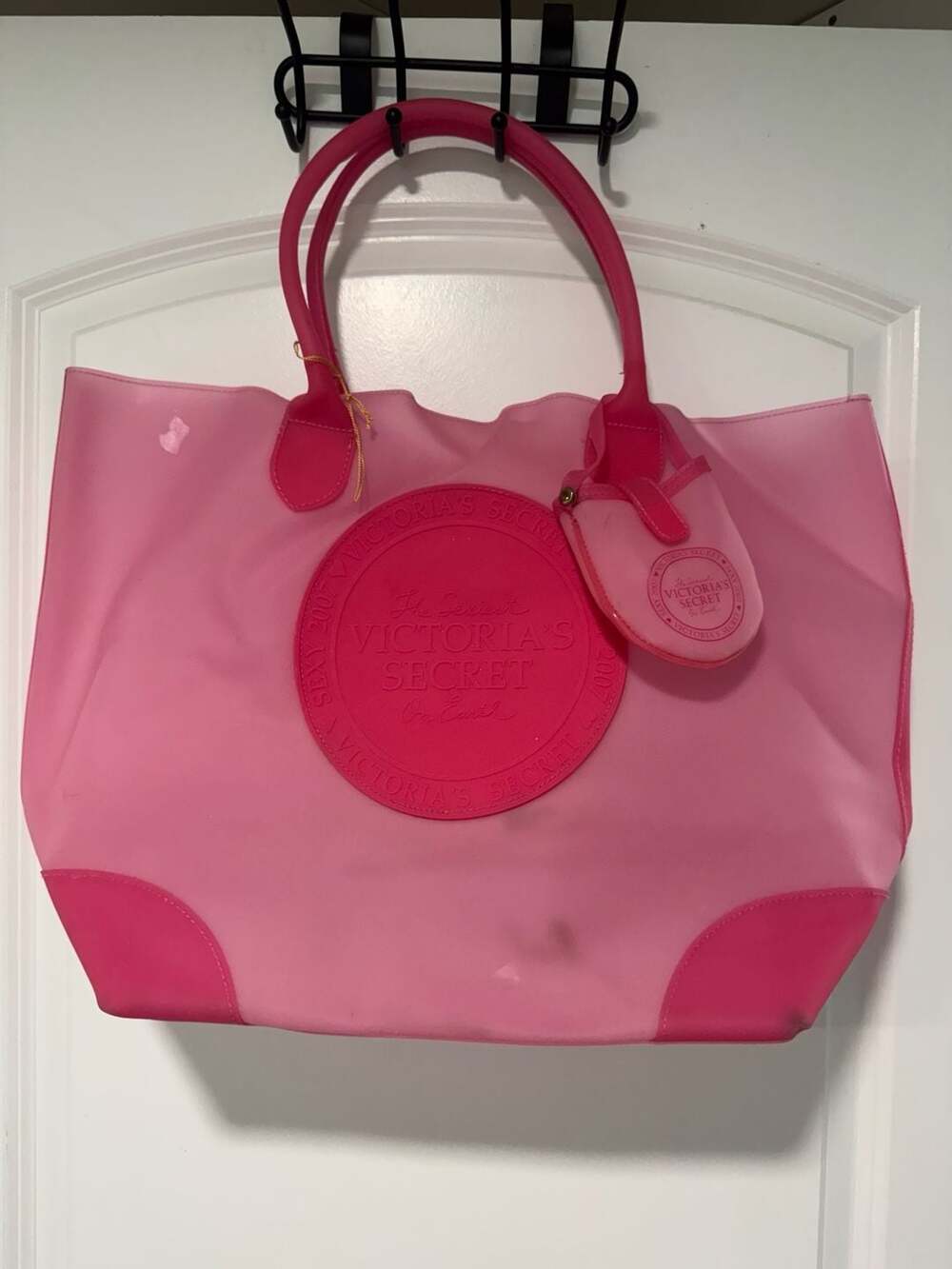 Victoria’s Secret 2007 Y2K Pink Rubber Jelly Open Tote Bag Pouch